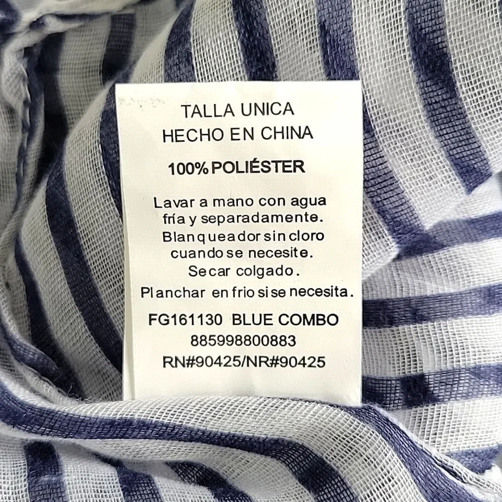 Diesel Blue White Striped Lightweight Casual Infinity Scarf OS Nautical